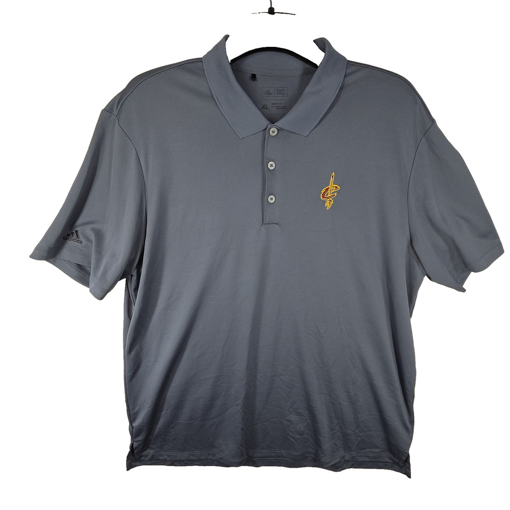 Adidas Cleveland Cavaliers Gray Short Sleeve Polo Shirt Mens XL NBA Basketball